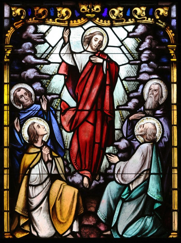 ASCENSION DEPICTED IN STAINED-GLASS WINDOW OF NEW YORK CHURCH